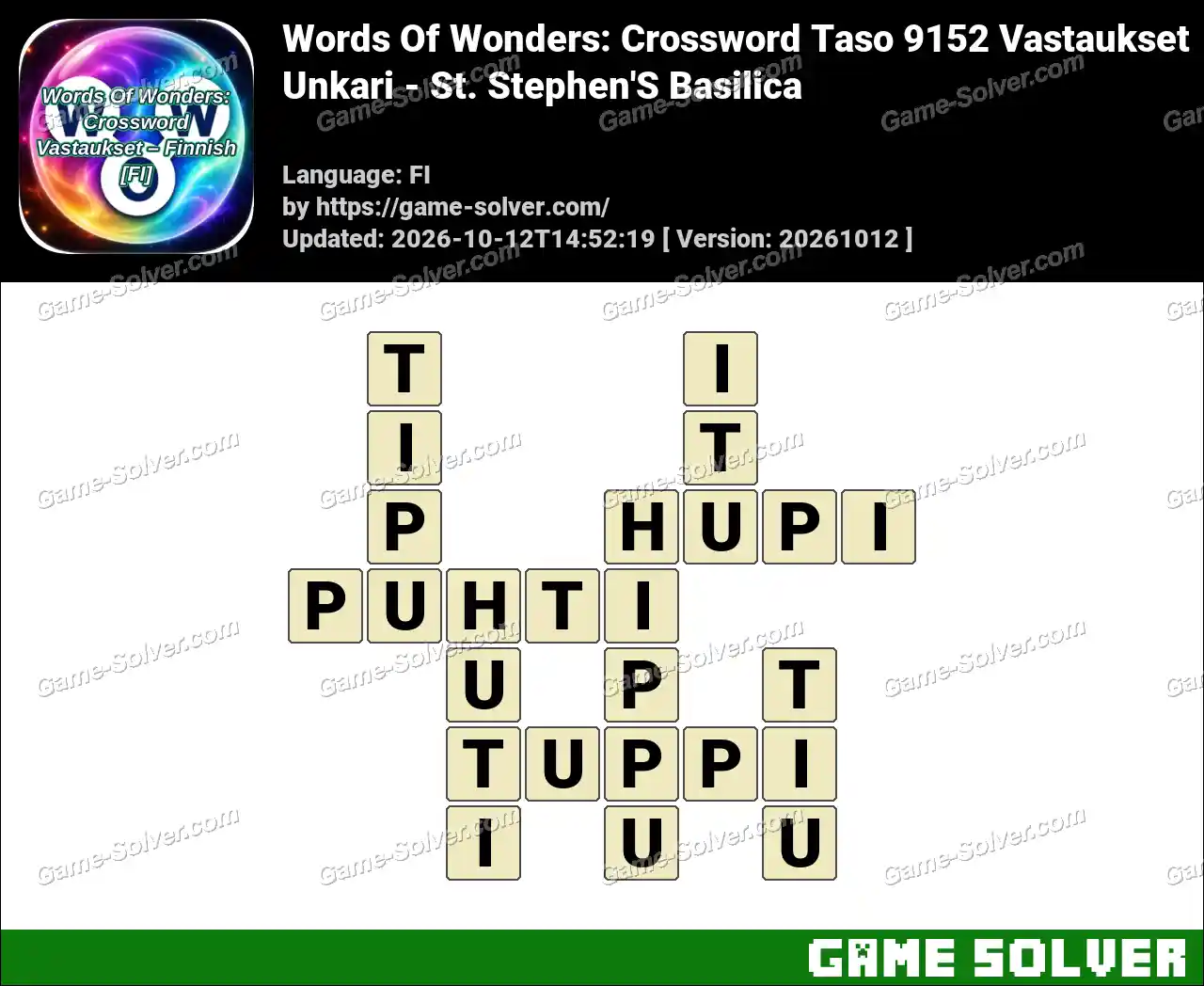 Words Of Wonders: Crossword Taso 9152 Vastaukset – Unkari – St. Stephen’S Basilica